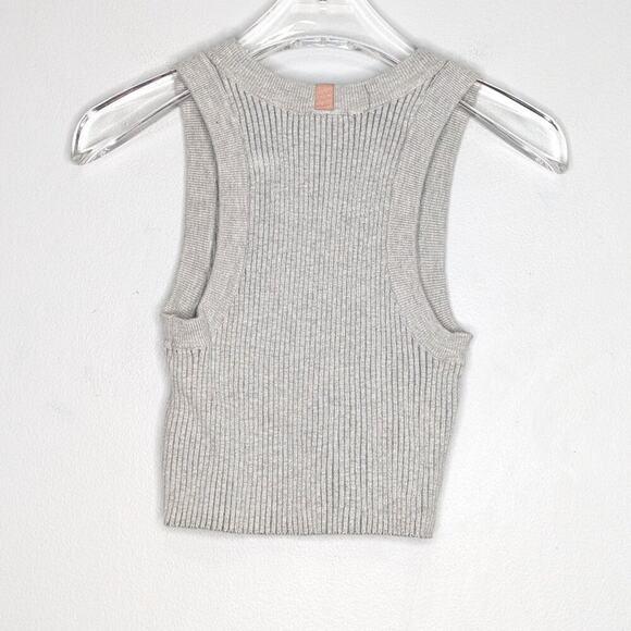 Lunya Gray Cozy Cotton Silk Ribbed Racerback Cropped Tank Top Stretch Size S - Picture 2 of 7